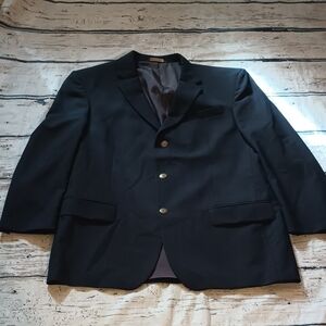 Nautica Black Wool Gold Button Blazer 44R